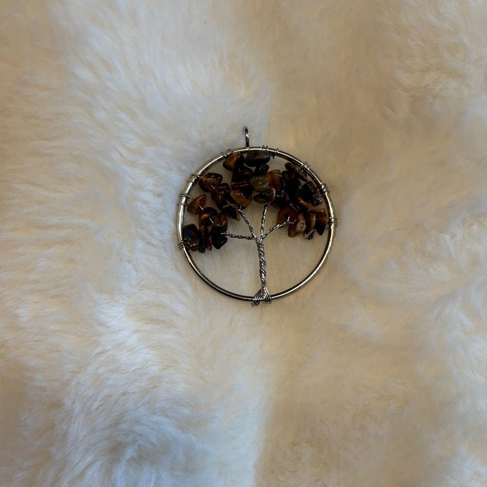 Tree of Life Pendant Tigers Eye Crystal Gemstone Chips NEW Necklace